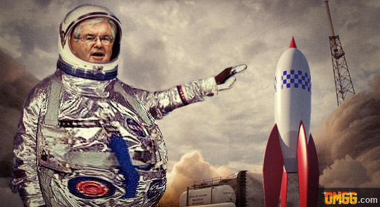 Newt Gingrich shows off his moon base